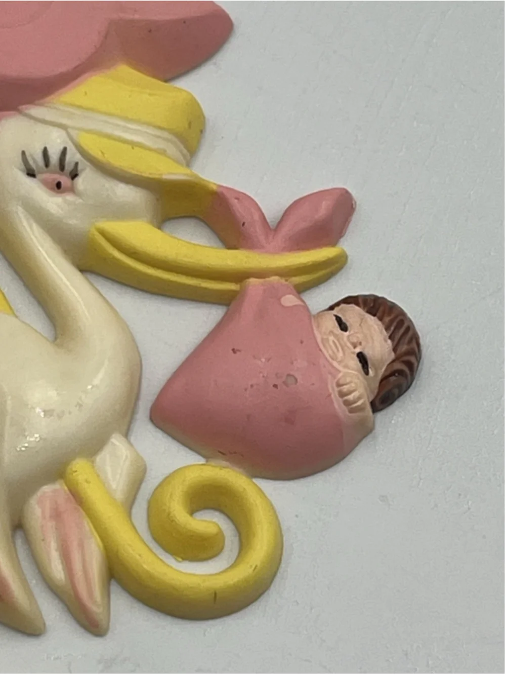 Plastic Pink Stork Umbrella & baby shower favor floral cupcake pic COLLECTIBLE